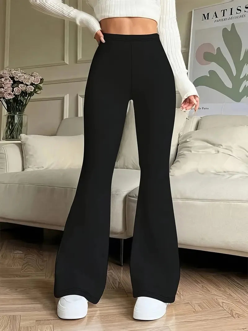 Women's High-Waisted Yoga Flared Pants Black Sexy Leggings