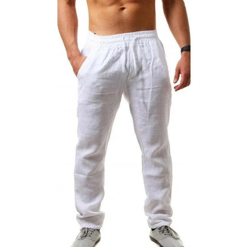 Spring/Summer New Men's Solid Color Cotton Linen Pants