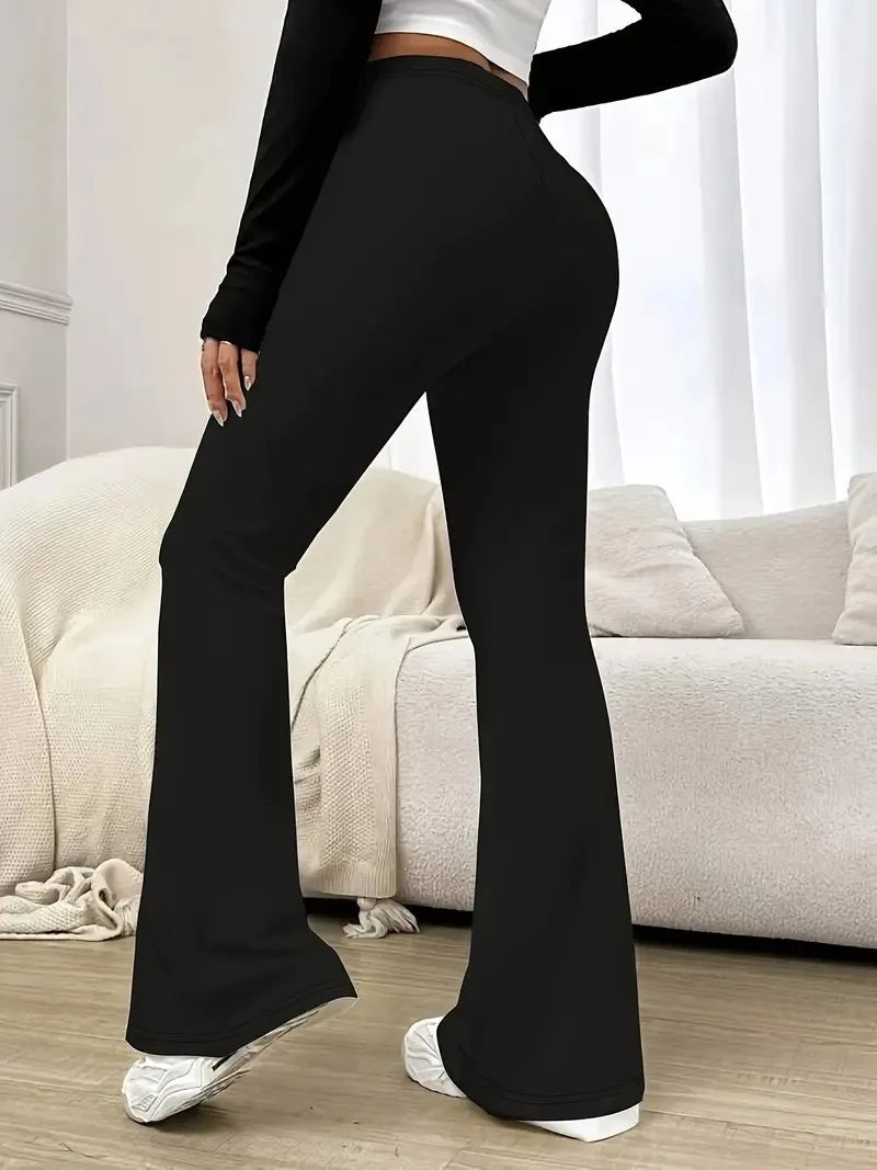 Women's High-Waisted Yoga Flared Pants Black Sexy Leggings