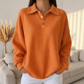 Polo Shirt Waffle Long Sleeve Women's Top