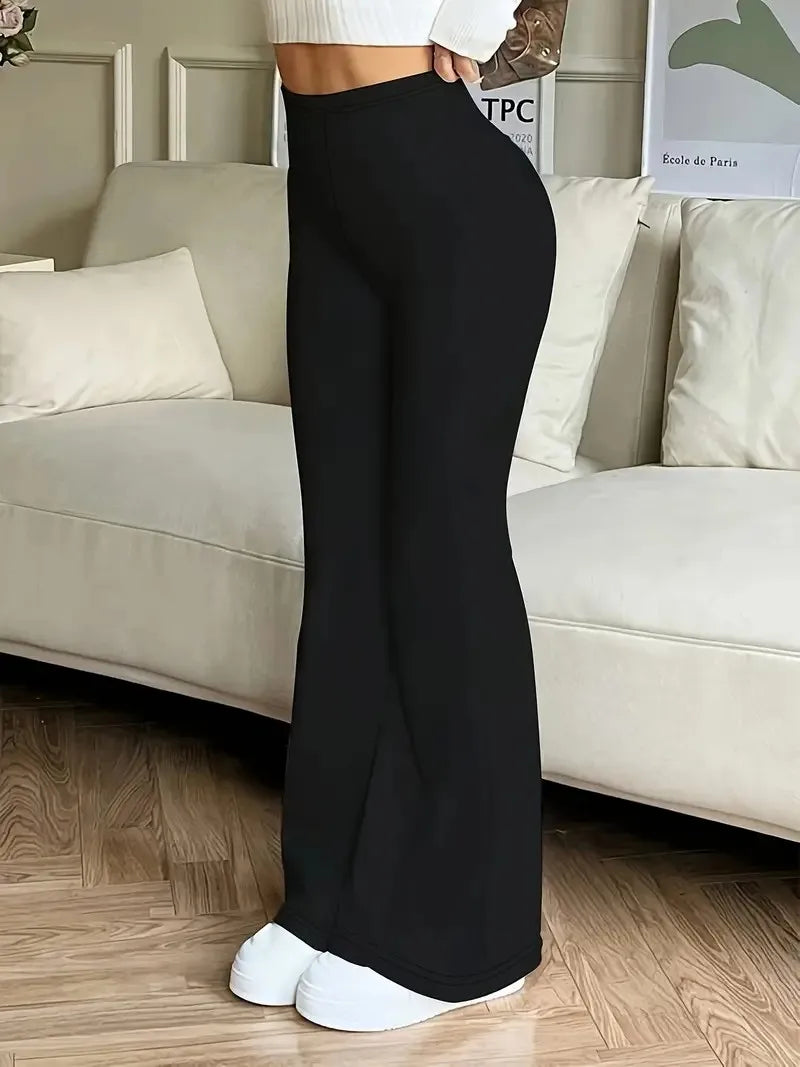 Women's High-Waisted Yoga Flared Pants Black Sexy Leggings